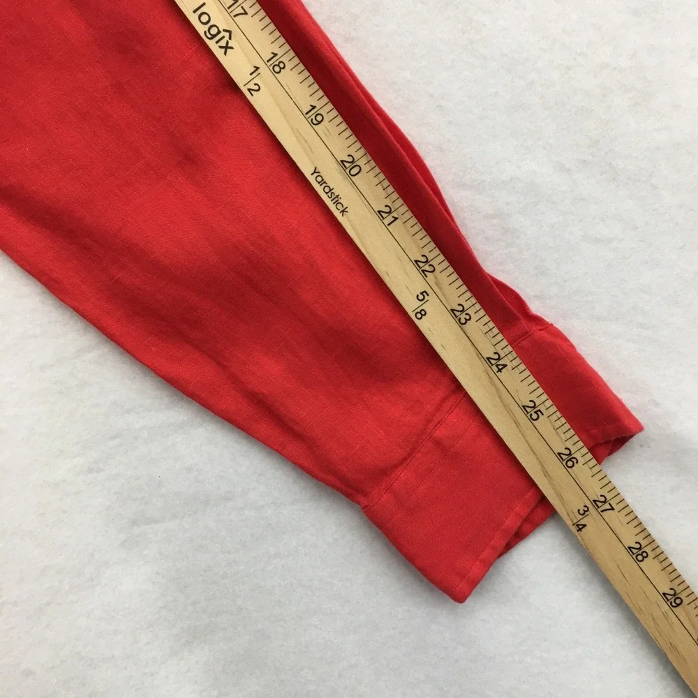 Polo Ralph Lauren Mens Red 100% Linen RL Untucked Fit Button Down Shirt Large